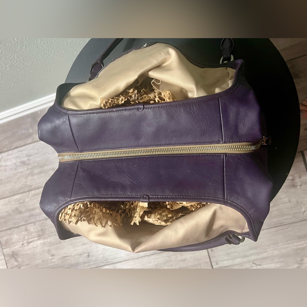 Genuine Coach Signature Madison Phoebe Gold and Purple Hobo Bag Purse Leather - Picture 9 of 14